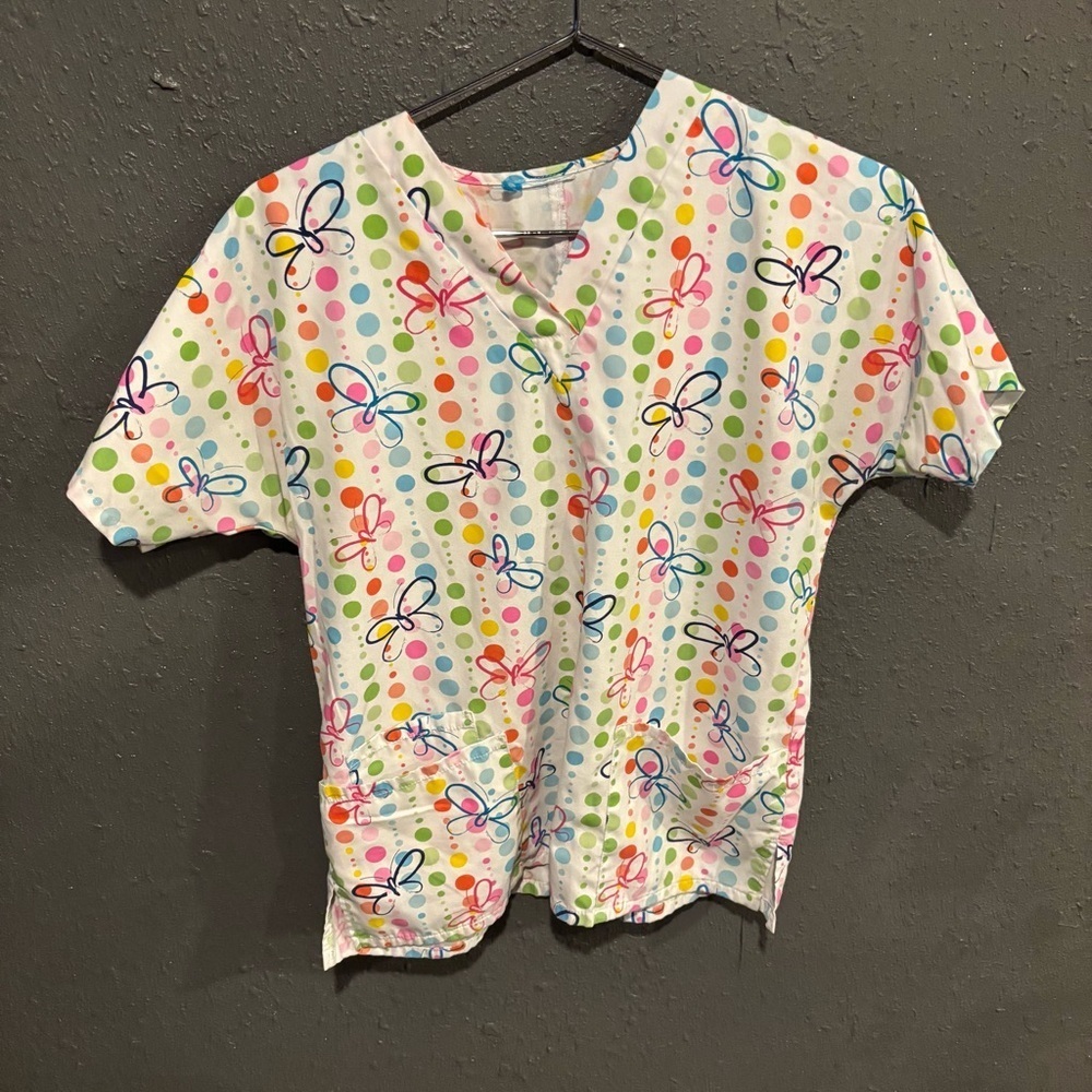 Polka Dot and Butterfly Scrub Top
